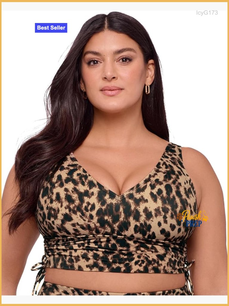 Supportive Cinch Shirred Tie Side Bikini Top With Adjustable Length